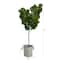 6ft. Fiddle Leaf Fig Artificial Tree in Handmade Black and White Natural Jute and Cotton Planter